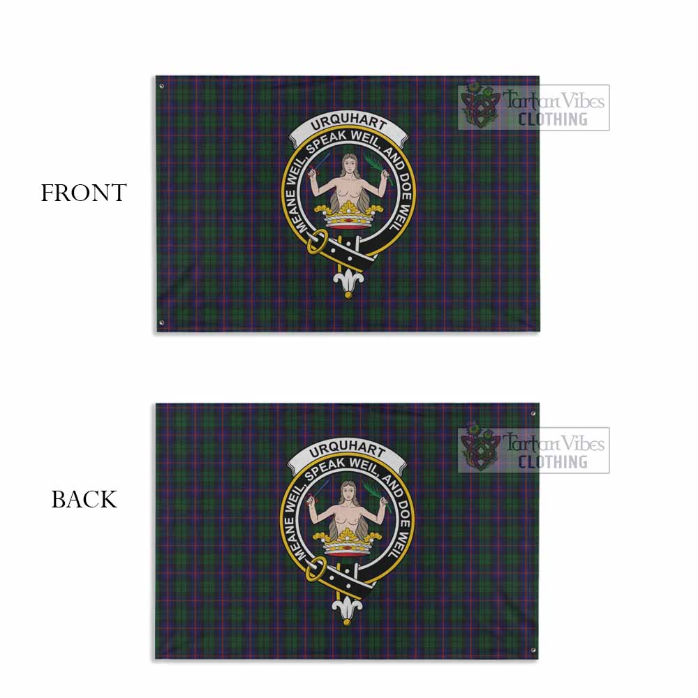 Tartan Vibes Clothing Urquhart Tartan House Flag with Family Crest