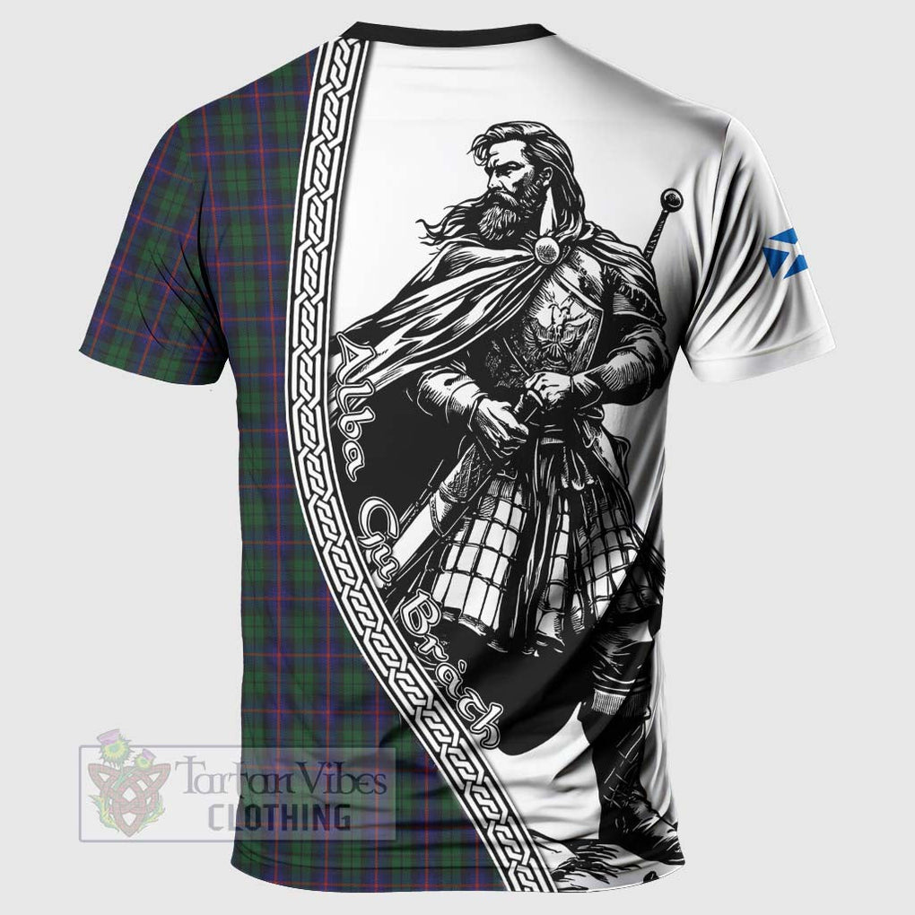 Tartan Vibes Clothing Urquhart Tartan Clan Crest T-Shirt with Highlander Warrior Celtic Style