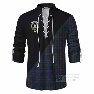 Urquhart Tartan Ghillie Kilt Shirt with Family Crest and Military Logo Style