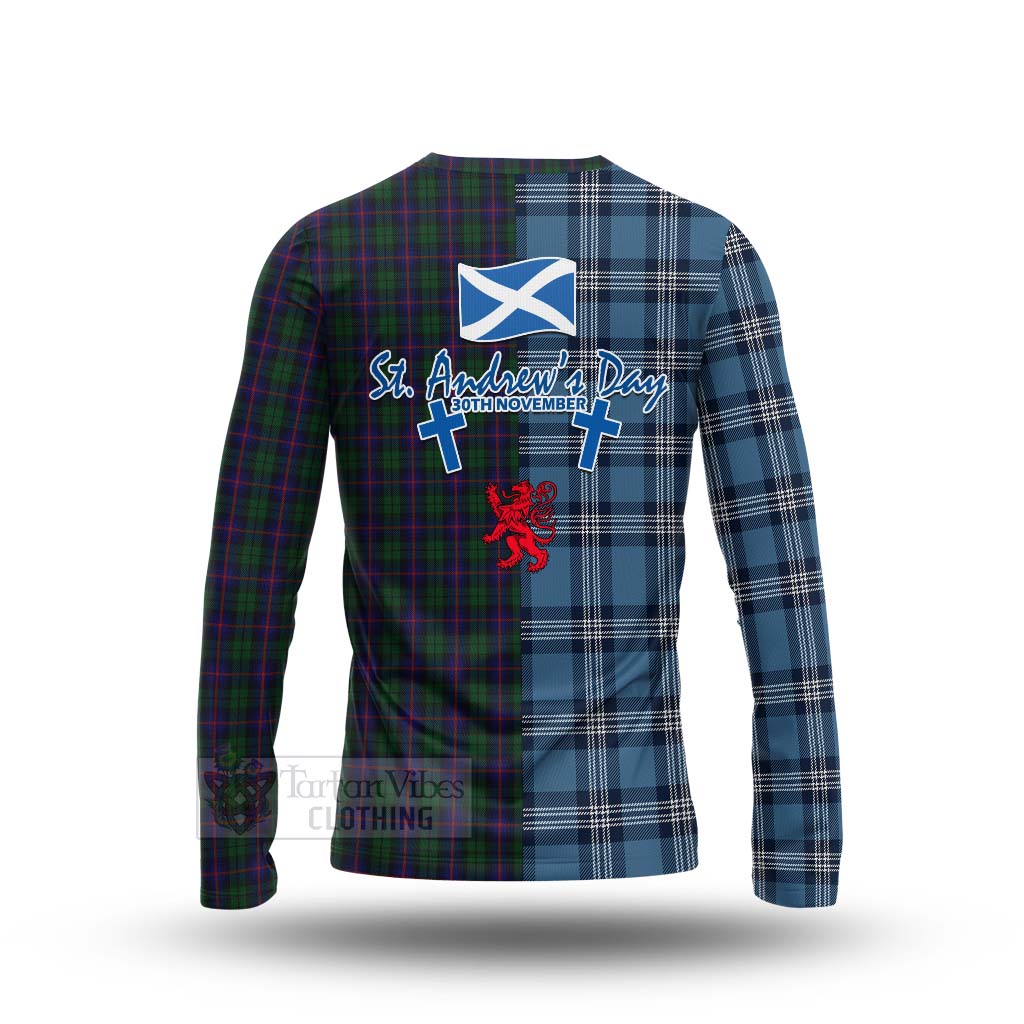 Tartan Vibes Clothing Urquhart Tartan Long Sleeve T-Shirt Happy St. Andrew's Day Half Tartan Style