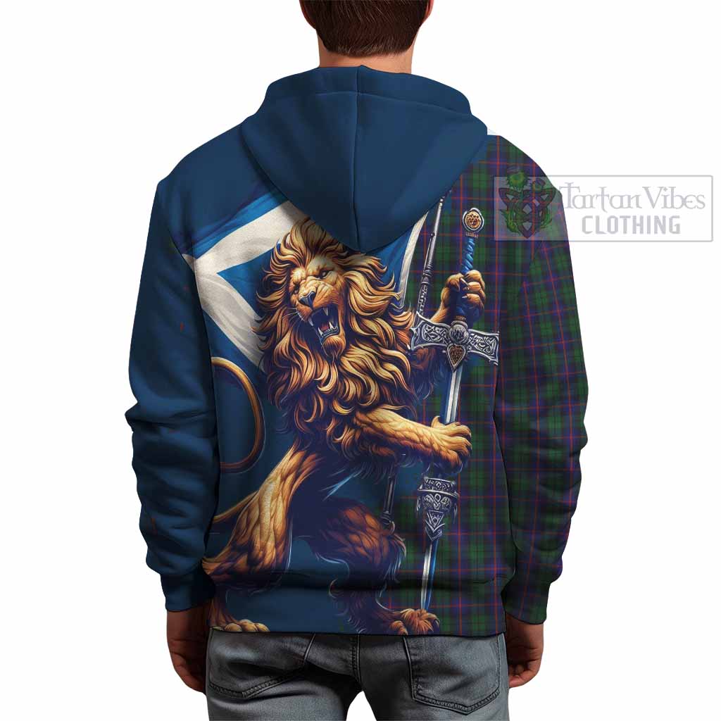 Tartan Vibes Clothing Urquhart Tartan Family Crest Hoodie with Scottish Majestic Lion