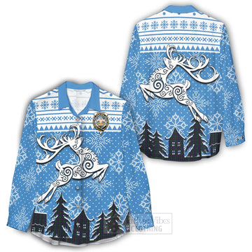 Urquhart Clan Christmas Women's Casual Shirt Celtic Reindeer Style