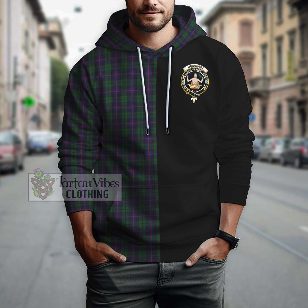 Urquhart Tartan Hoodie with Family Crest and Half Of Me Style - Tartanvibesclothing Shop