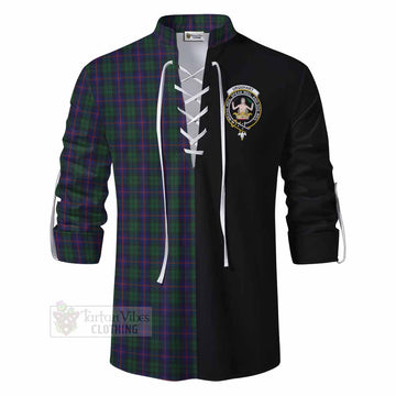 Urquhart Tartan Ghillie Kilt Shirt with Family Crest and Half Of Me Style