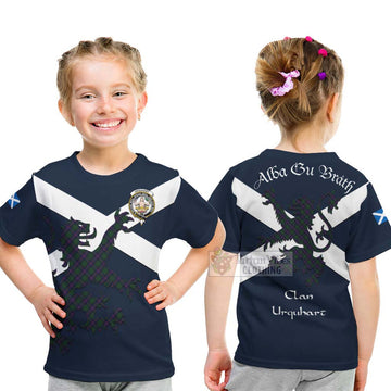 Urquhart Tartan Lion Rampant Kid T-Shirt Proudly Display Your Heritage with Alba Gu Brath and Clan Name - Tartan Vibes Clothing