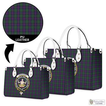 Urquhart Tartan Luxury Leather Handbags with Family Crest