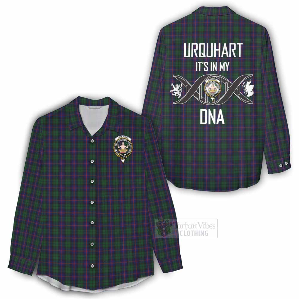 Tartan Vibes Clothing Urquhart Tartan Women's Casual Shirt with Family Crest DNA In Me Style