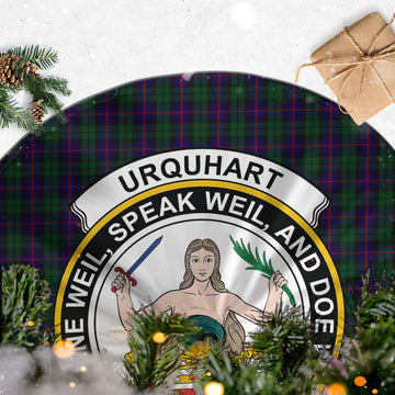 Urquhart Tartan Christmas Tree Skirt with Family Crest