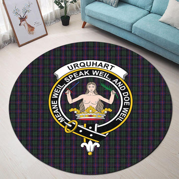 Urquhart Tartan Round Rug with Family Crest