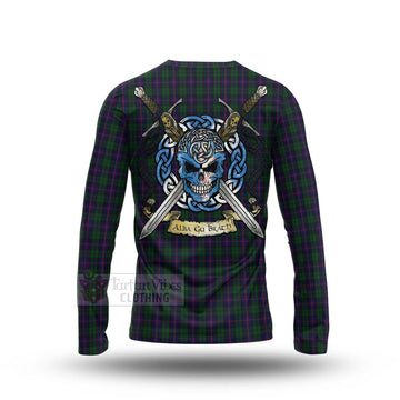 Urquhart Tartan Long Sleeve T-Shirt with Family Crest Celtic Skull Style