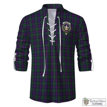 Urquhart Tartan Men's Scottish Traditional Jacobite Ghillie Kilt Shirt with Family Crest