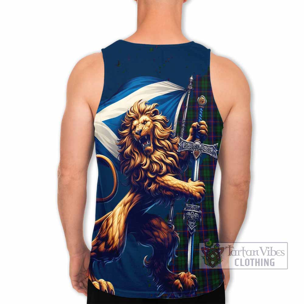 Tartan Vibes Clothing Urquhart Tartan Family Crest Men's Tank Top with Scottish Majestic Lion