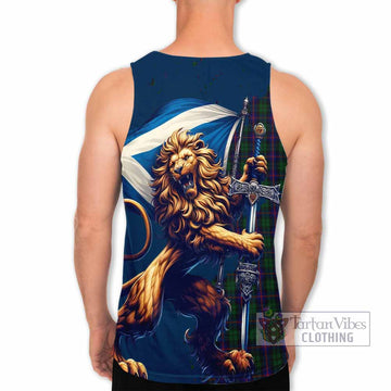 Urquhart Tartan Family Crest Men's Tank Top with Scottish Majestic Lion