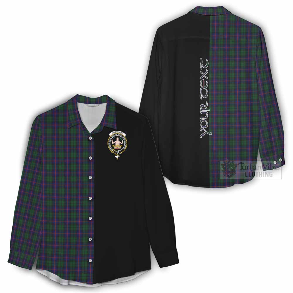 Tartan Vibes Clothing Urquhart Tartan Women's Casual Shirt with Family Crest and Half Of Me Style