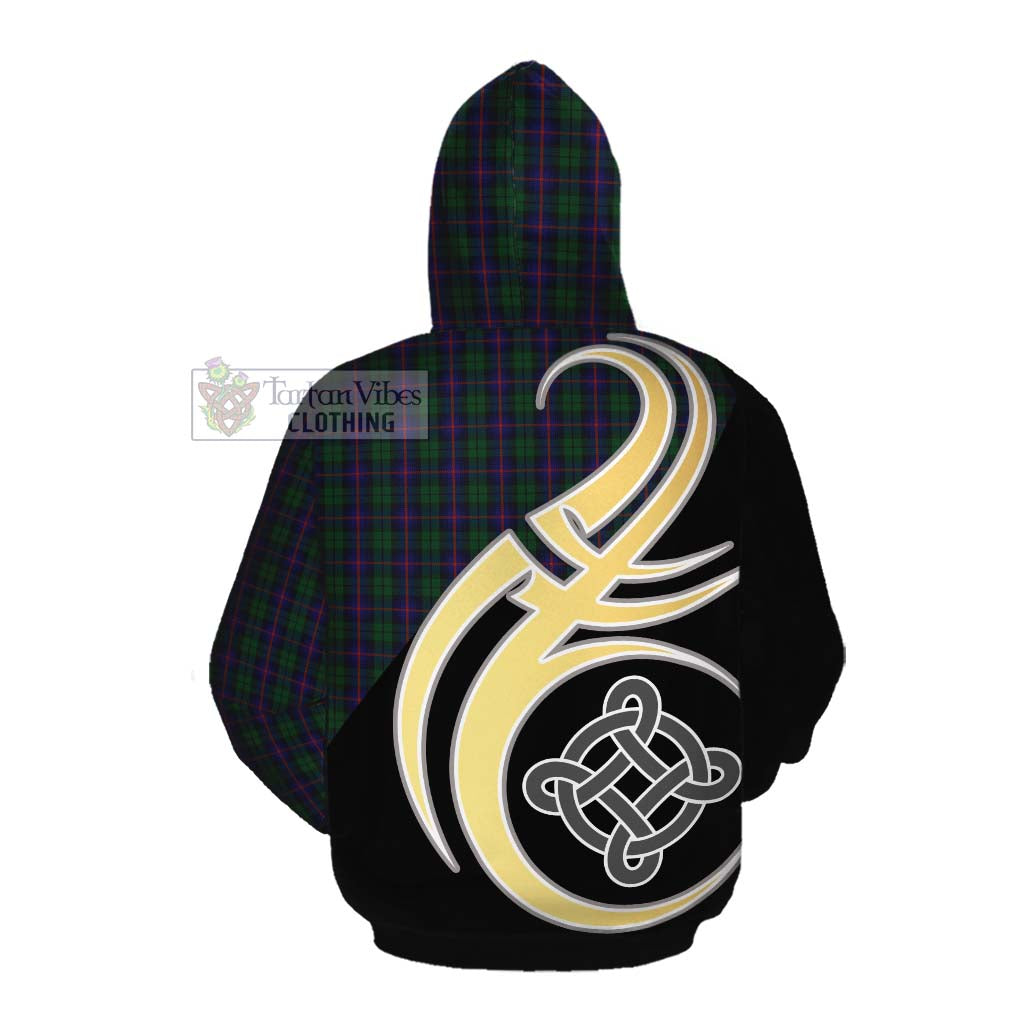 Tartan Vibes Clothing Urquhart Tartan Cotton Hoodie with Family Crest and Celtic Symbol Style