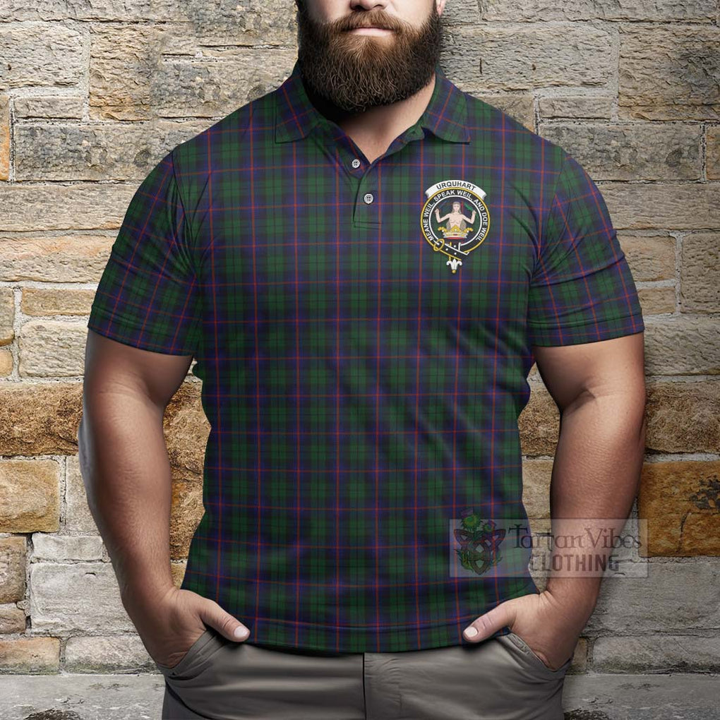 Tartan Vibes Clothing Urquhart Tartan Polo Shirt with Family Crest Celtic Skull Style