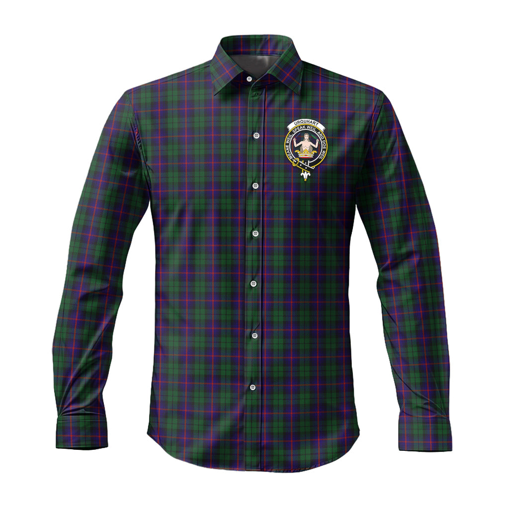 Urquhart Tartan Long Sleeve Button Up Shirt with Family Crest Men's Shirt - Tartan Vibes Clothing