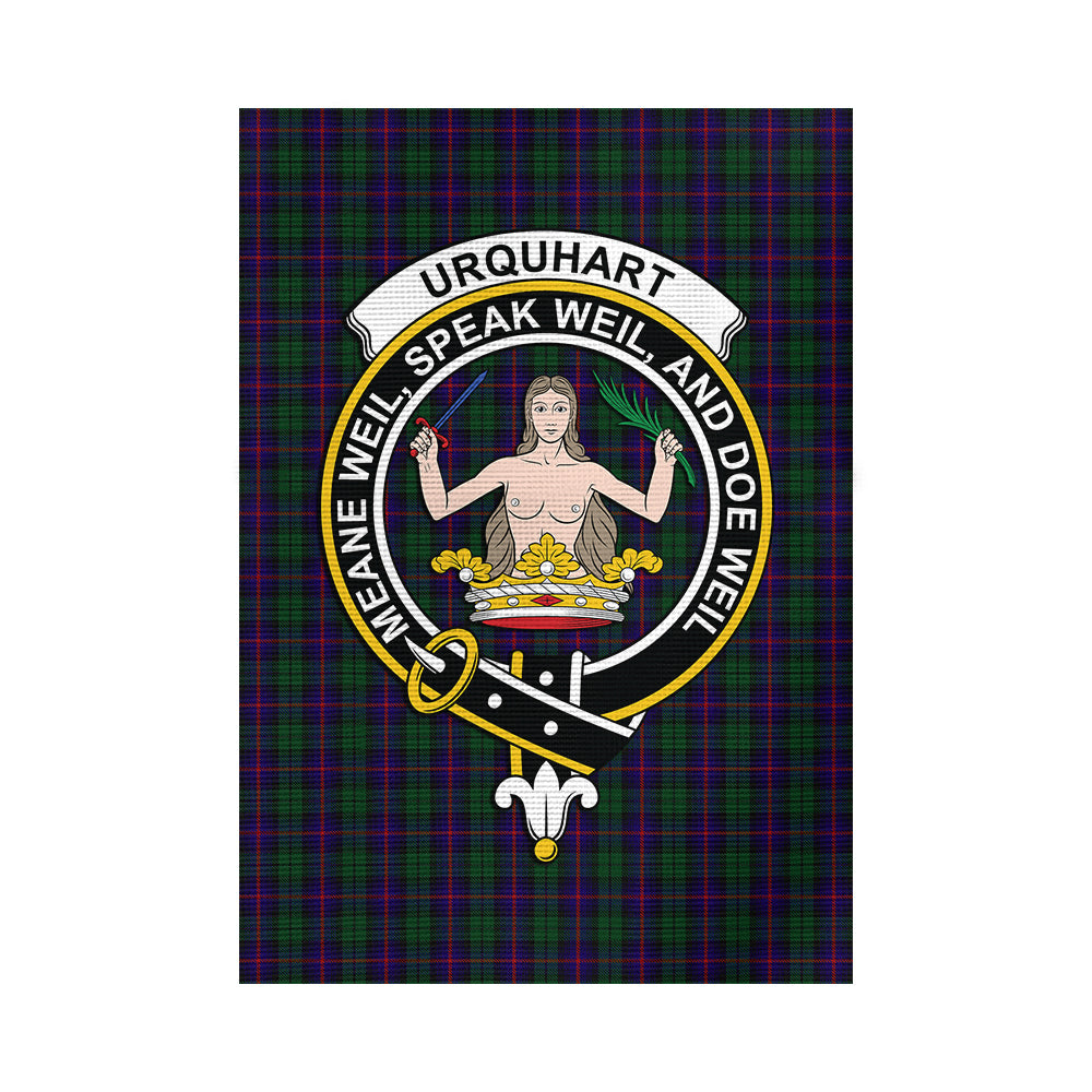 urquhart-tartan-flag-with-family-crest