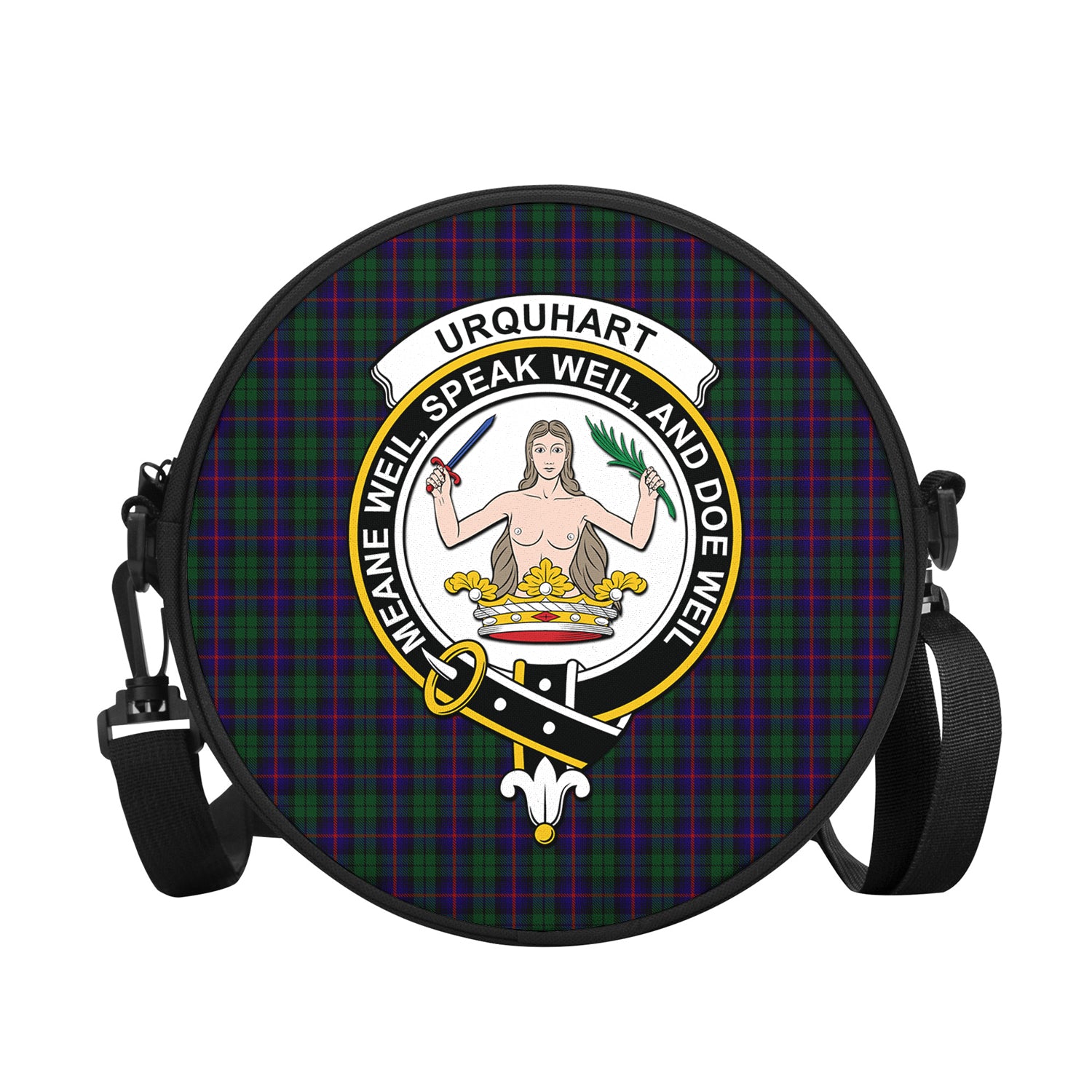 urquhart-tartan-round-satchel-bags-with-family-crest