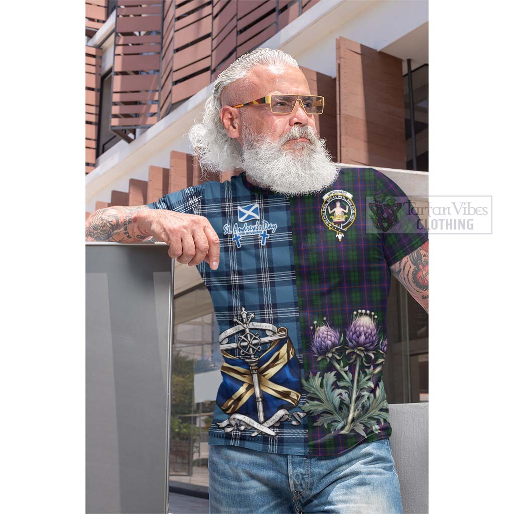 Tartan Vibes Clothing Urquhart Tartan Cotton T-shirt Happy St. Andrew's Day Half Tartan Style