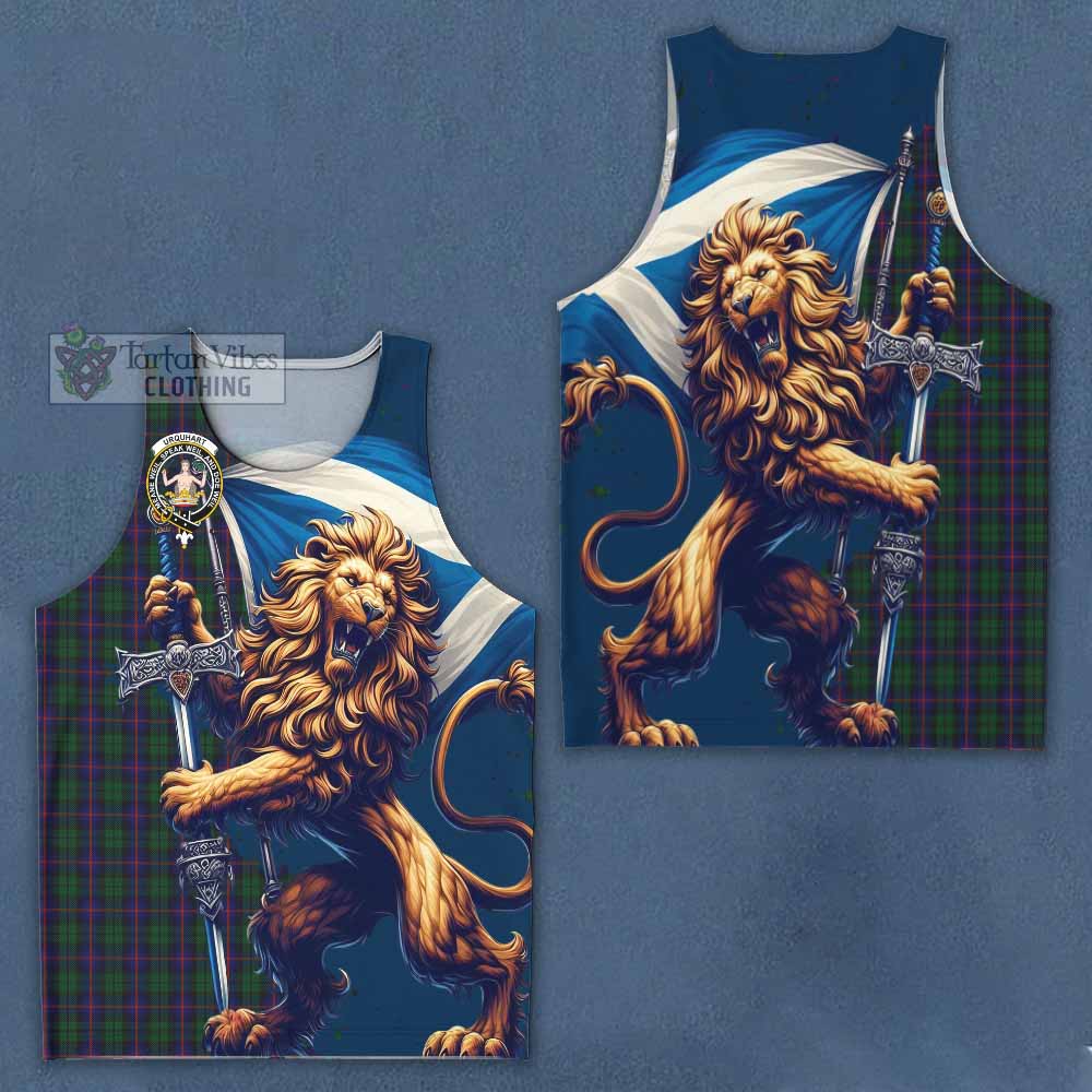 Tartan Vibes Clothing Urquhart Tartan Family Crest Men's Tank Top with Scottish Majestic Lion