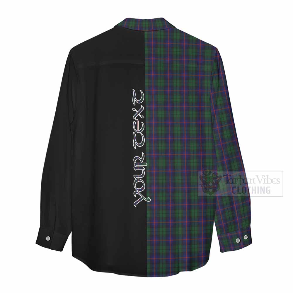 Tartan Vibes Clothing Urquhart Tartan Women's Casual Shirt with Family Crest and Half Of Me Style