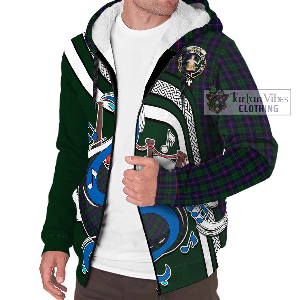 Urquhart Tartan Sherpa Hoodie with Epic Bagpipe Style Unisex - Tartanvibesclothing Shop