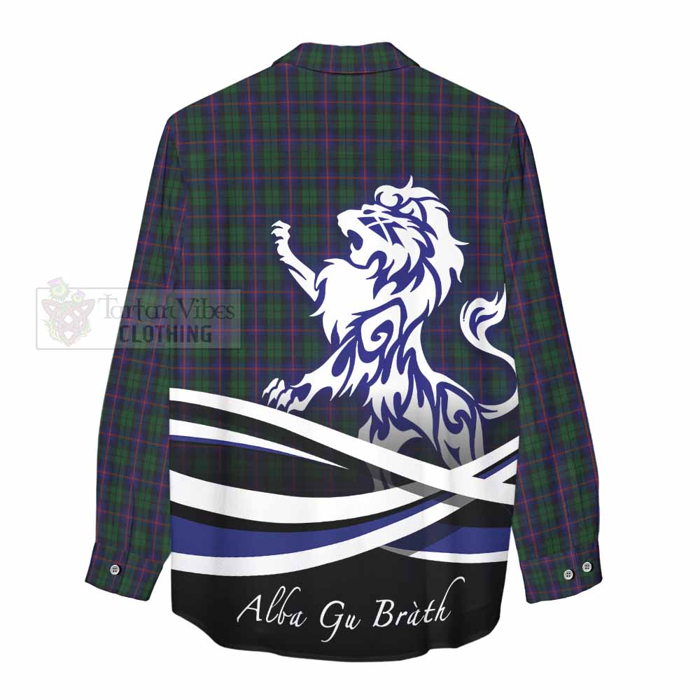 Tartan Vibes Clothing Urquhart Tartan Women's Casual Shirt with Alba Gu Brath Regal Lion Emblem