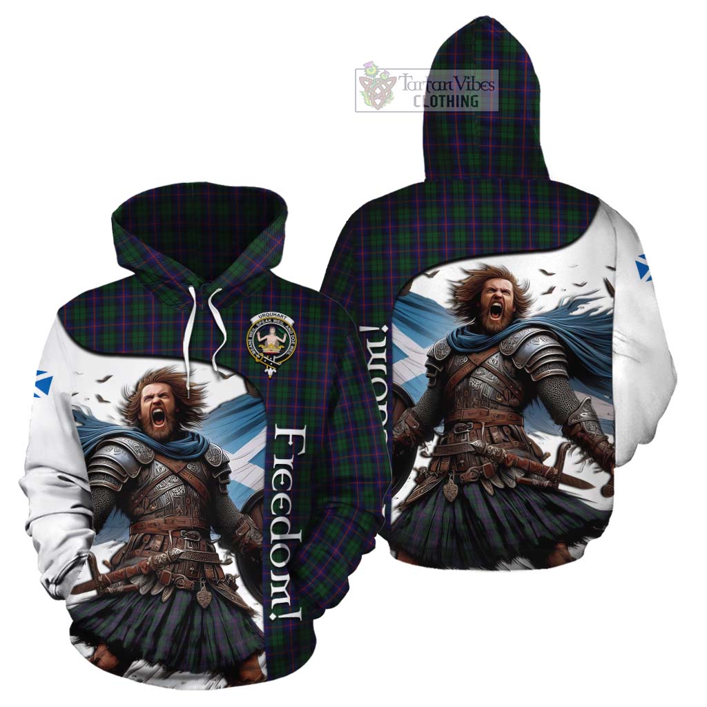 Tartan Vibes Clothing Urquhart Crest Tartan Cotton Hoodie Inspired by the Freedom of Scottish Warrior