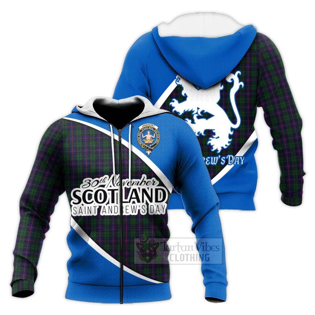 Tartan Vibes Clothing Urquhart Family Crest Tartan Knitted Hoodie Celebrate Saint Andrew's Day in Style