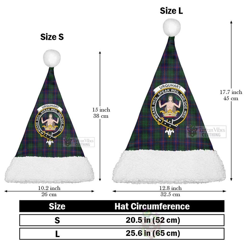 Tartan Vibes Clothing Urquhart Tartan Christmas Santa Hats with Family Crest