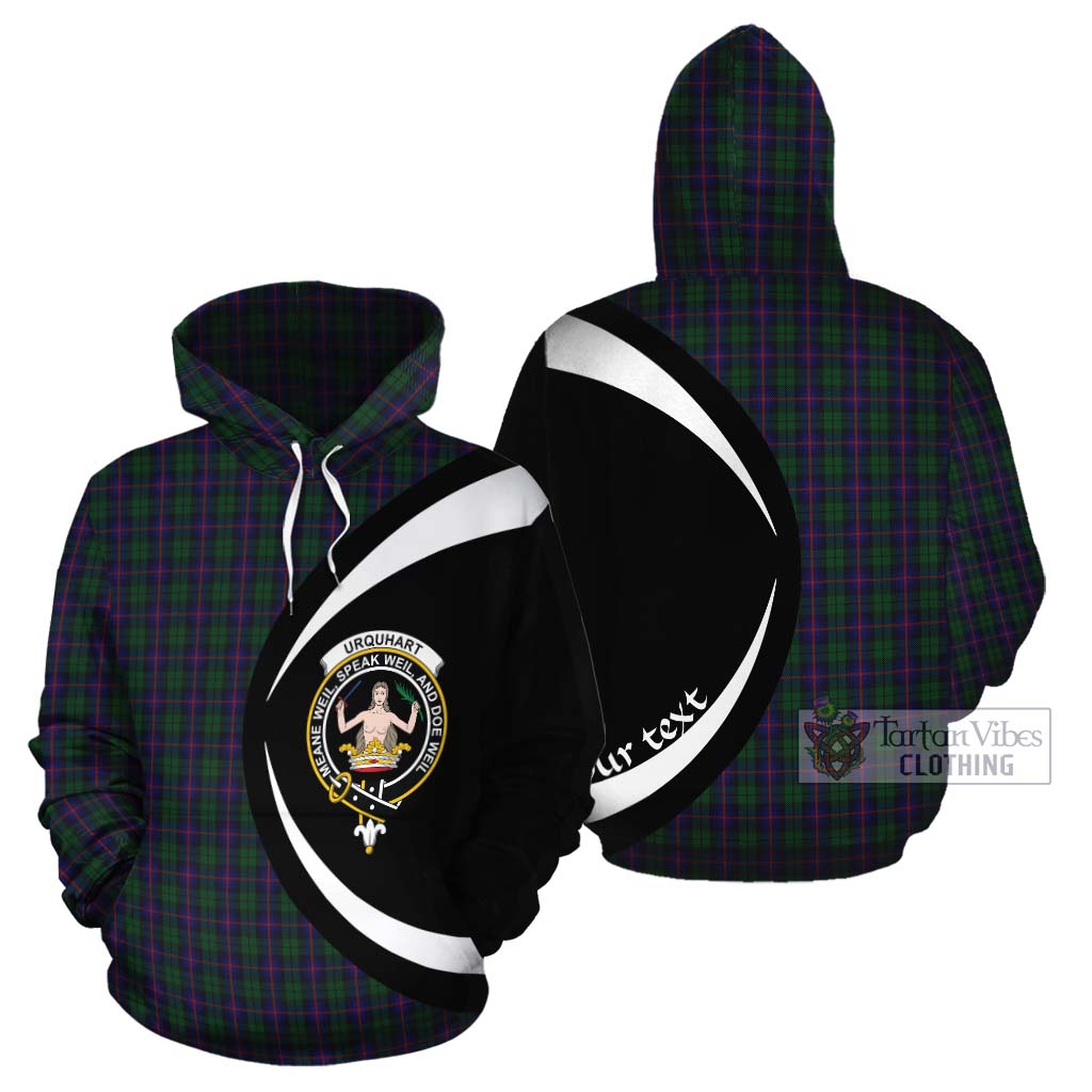 Tartan Vibes Clothing Urquhart Tartan Cotton Hoodie with Family Crest Circle Style