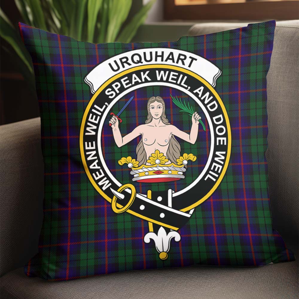 Urquhart Tartan Pillow Cover with Family Crest - Tartanvibesclothing