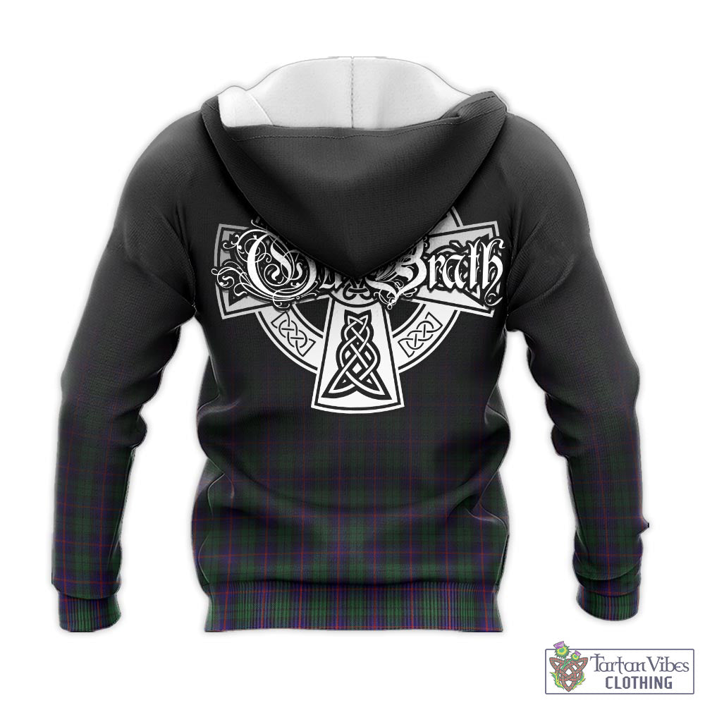 Tartan Vibes Clothing Urquhart Tartan Knitted Hoodie Featuring Alba Gu Brath Family Crest Celtic Inspired