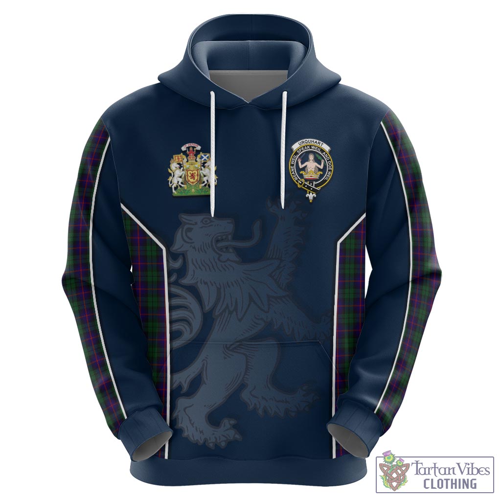 Tartan Vibes Clothing Urquhart Tartan Hoodie with Family Crest and Lion Rampant Vibes Sport Style