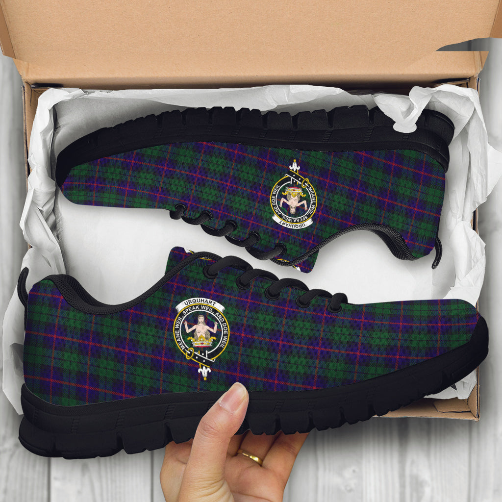 Urquhart Tartan Sneakers with Family Crest - Tartan Vibes Clothing