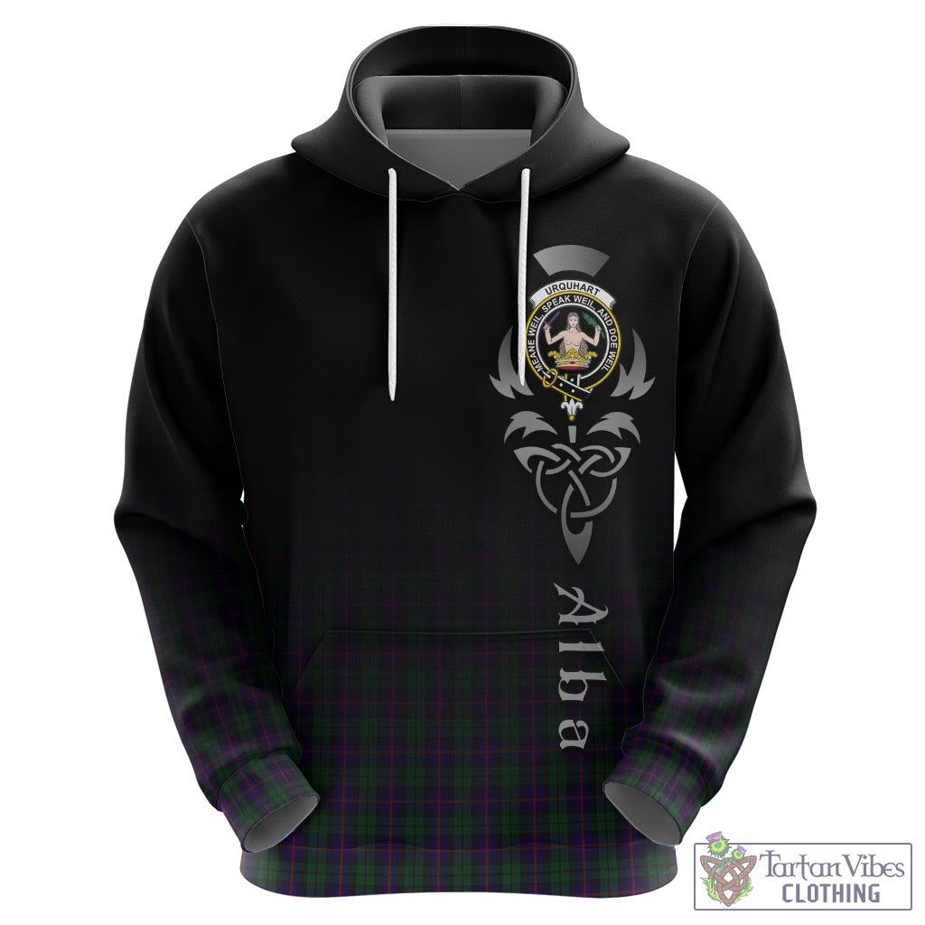 Tartan Vibes Clothing Urquhart Tartan Hoodie Featuring Alba Gu Brath Family Crest Celtic Inspired