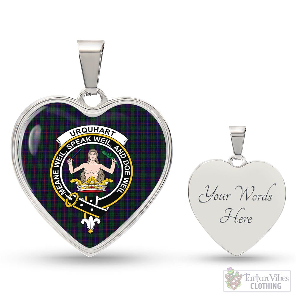 Tartan Vibes Clothing Urquhart Tartan Heart Necklace with Family Crest