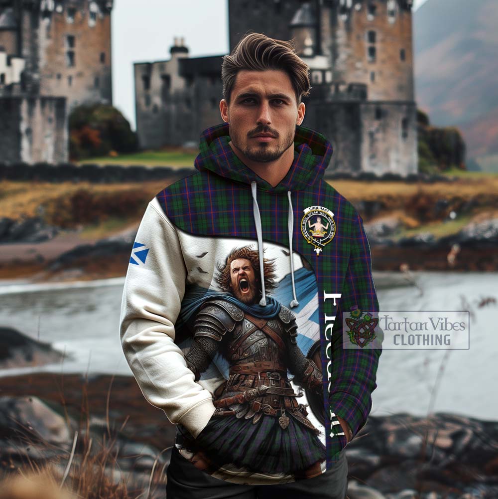 Tartan Vibes Clothing Urquhart Crest Tartan Cotton Hoodie Inspired by the Freedom of Scottish Warrior