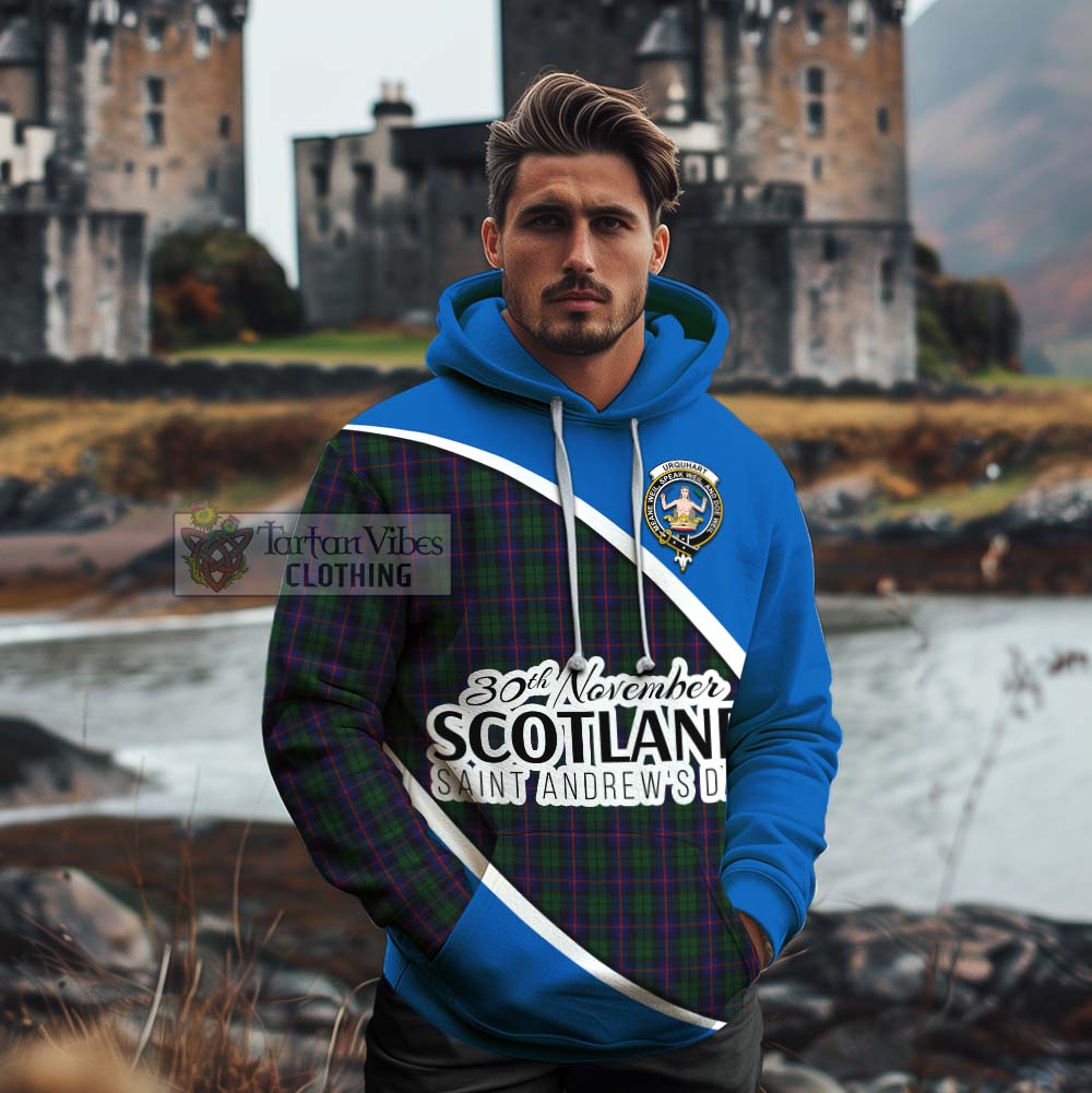 Tartan Vibes Clothing Urquhart Family Crest Tartan Cotton Hoodie Celebrate Saint Andrew's Day in Style