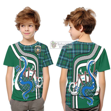 Urquhart Ancient Tartan Kid T-Shirt with Epic Bagpipe Style