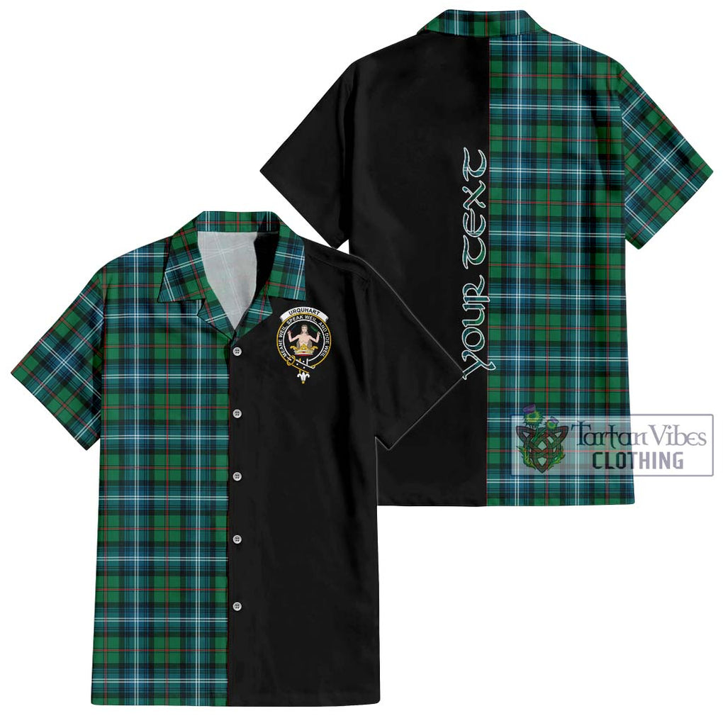 Urquhart Ancient Tartan Short Sleeve Button Shirt with Family Crest and Half Of Me Style Kid - Tartanvibesclothing Shop