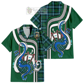 Urquhart Ancient Tartan Short Sleeve Button Shirt with Epic Bagpipe Style