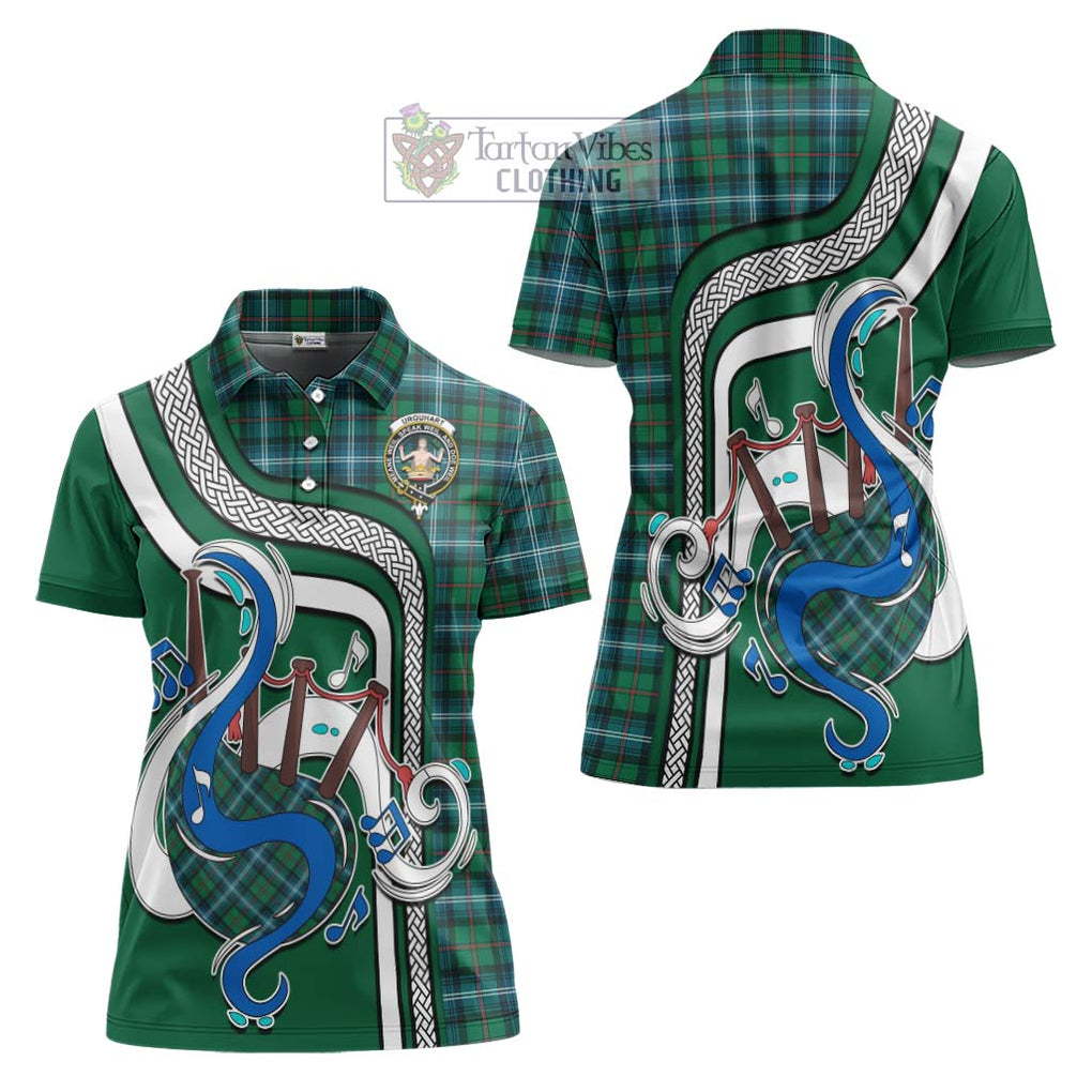 Urquhart Ancient Tartan Women's Polo Shirt with Epic Bagpipe Style Women - Tartanvibesclothing Shop