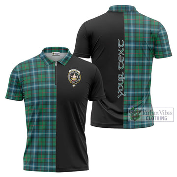 Urquhart Ancient Tartan Zipper Polo Shirt with Family Crest and Half Of Me Style