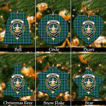 Urquhart Ancient Tartan Christmas Ceramic Ornaments with Family Crest