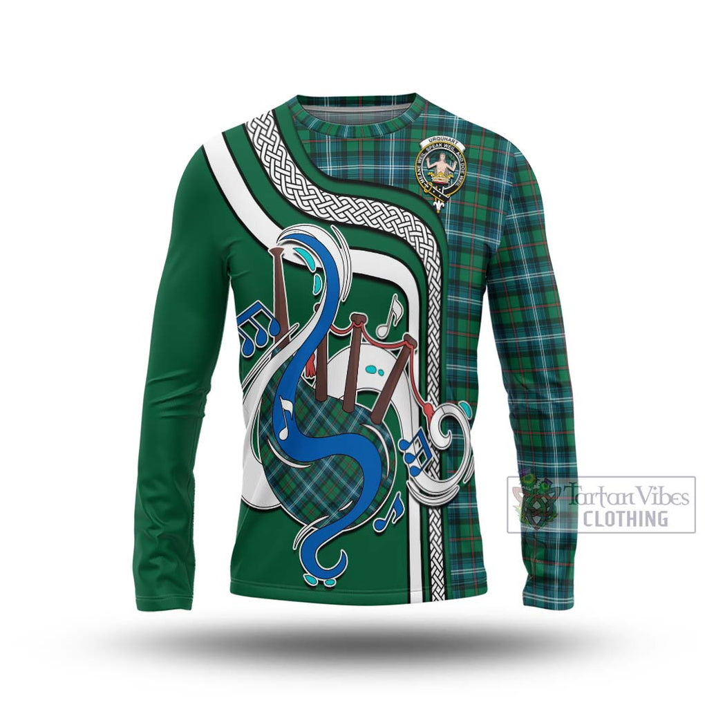 Tartan Vibes Clothing Urquhart Ancient Tartan Long Sleeve T-Shirt with Epic Bagpipe Style