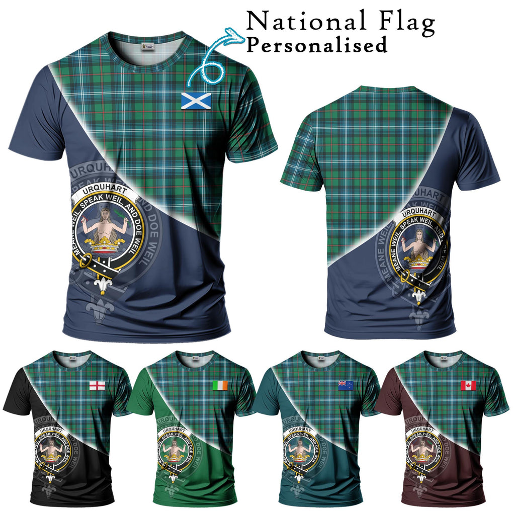 Urquhart Ancient Tartan T-Shirt with Personalised National Flag and Family Crest Half Style Kid's Shirt - Tartanvibesclothing Shop