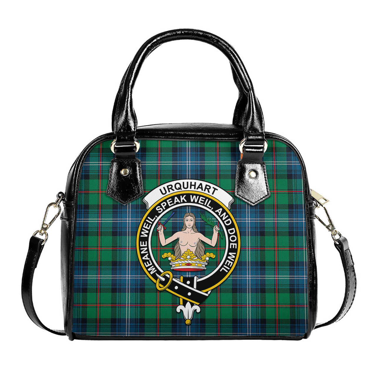 Urquhart Ancient Tartan Shoulder Handbags with Family Crest One Size 6*25*22 cm - Tartanvibesclothing