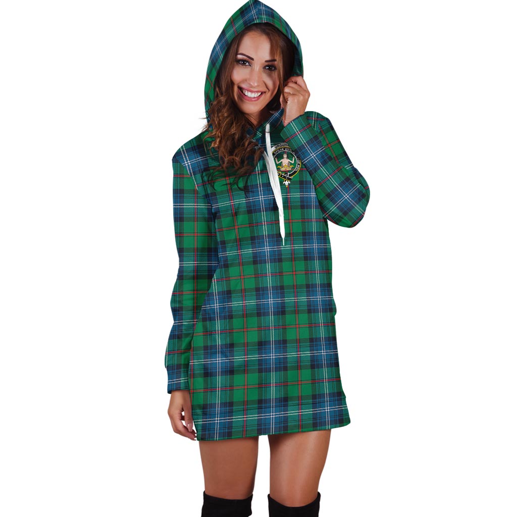 Urquhart Ancient Tartan Hoodie Dress with Family Crest - Tartan Vibes Clothing